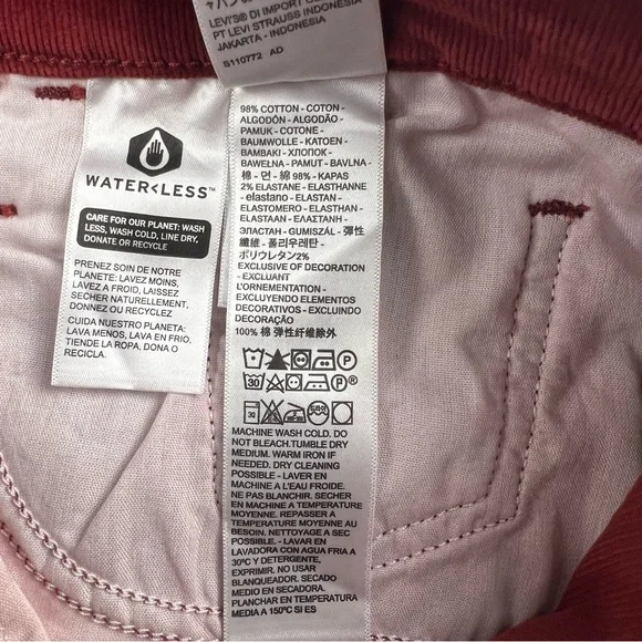 Levi’s 725 High Rise Bootcut Corduroy Jeans Pants Womens 29 Wine Burgundy NWT - Picture 11 of 12